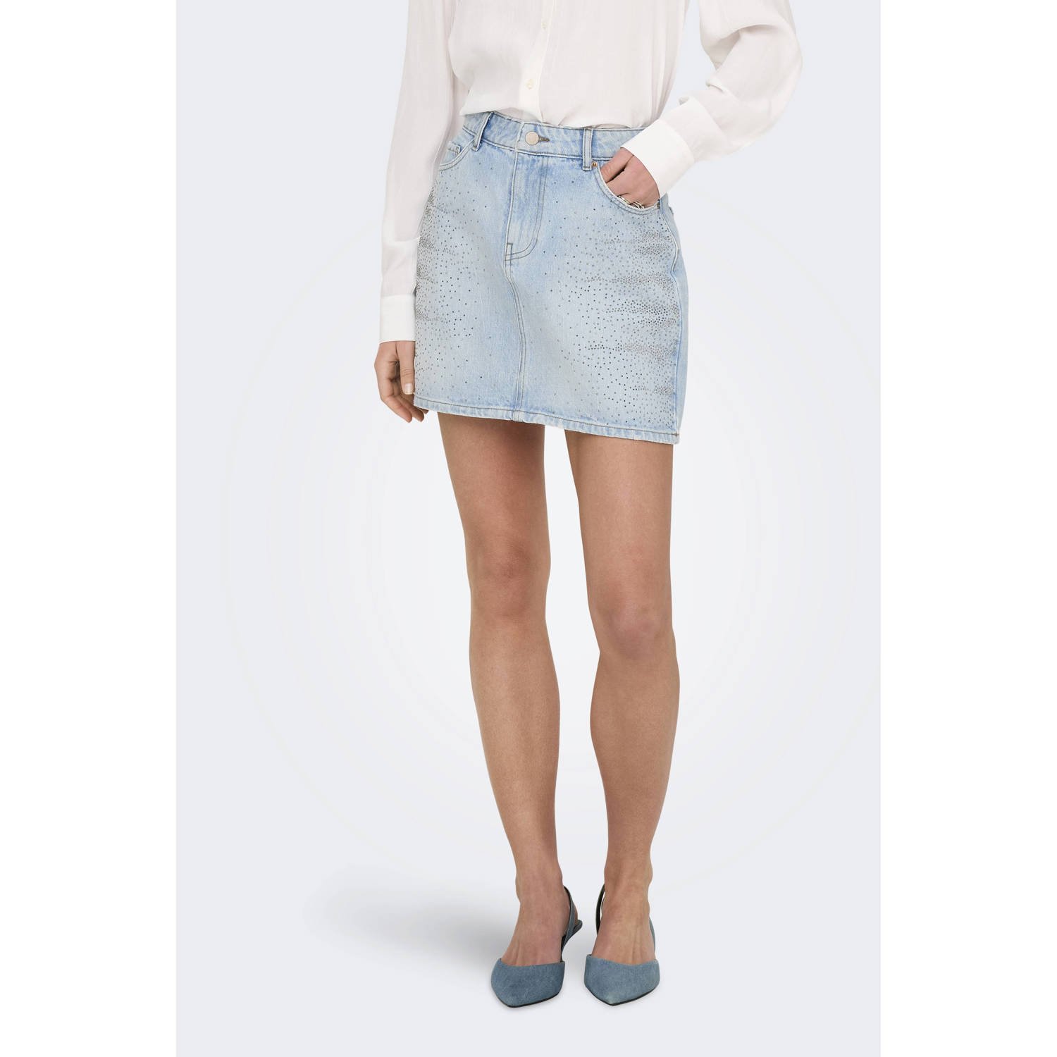 Only Jeans rok ONLSTELLA RHINESTONE SHORT SKIRT DNM AZG