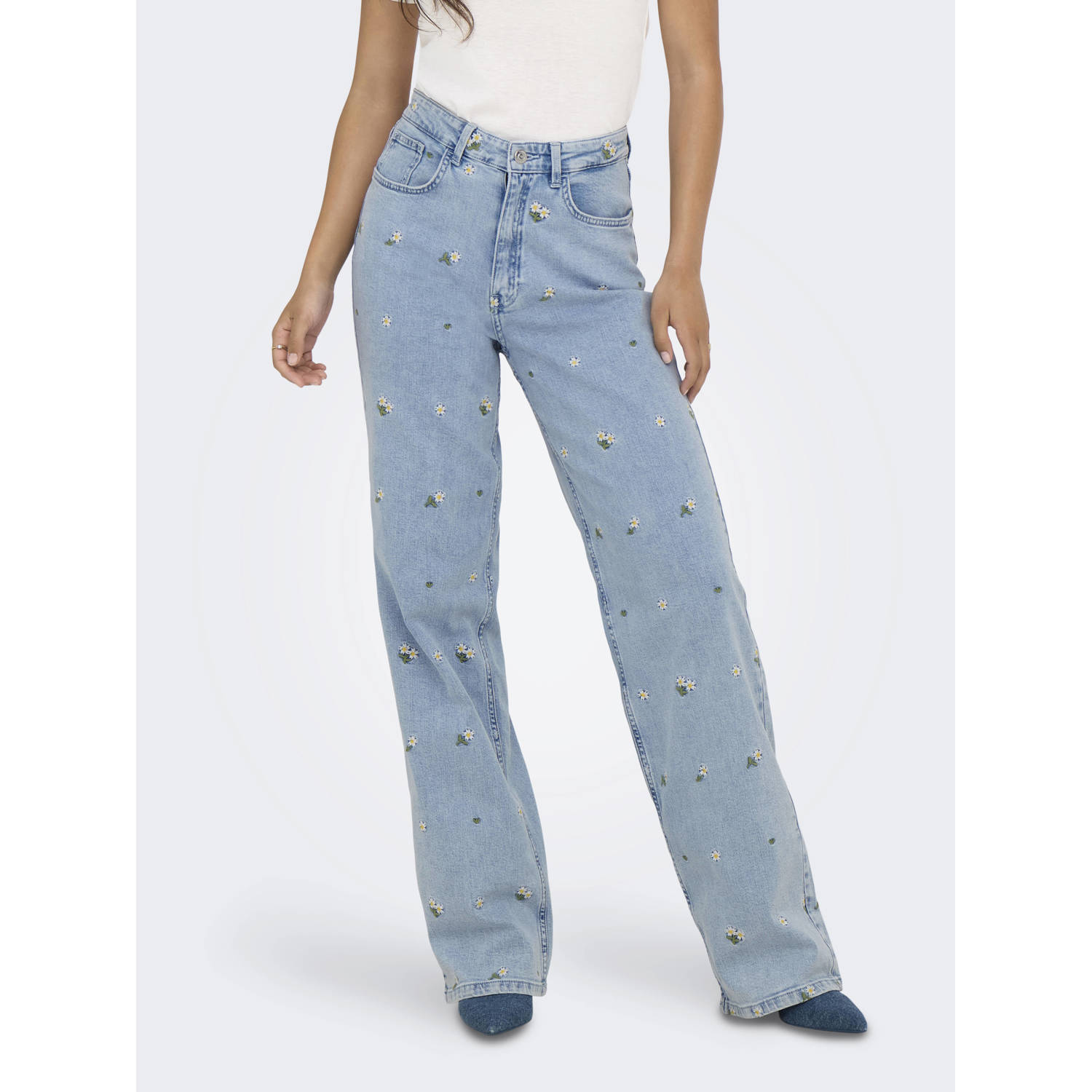 ONLY high waist wide leg jeans light blue denim