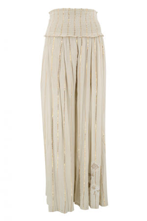 wide leg regular waist casual broek zand
