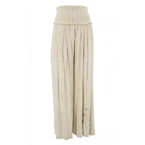 IBZmode wide leg regular waist casual broek zand afbeelding