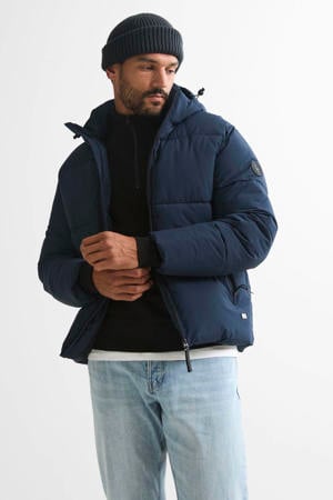 gewatteerde jas donkerblauw