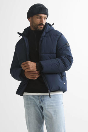 gewatteerde jas donkerblauw