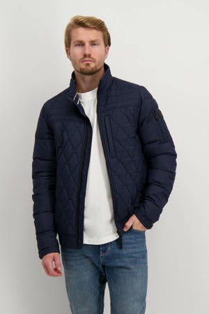 gewatteerde jas donkerblauw