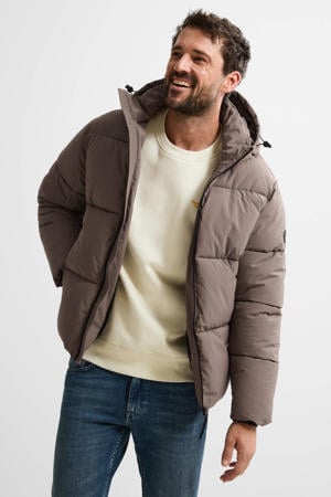 gewatteerde jas taupe