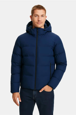 gewatteerde jas donkerblauw