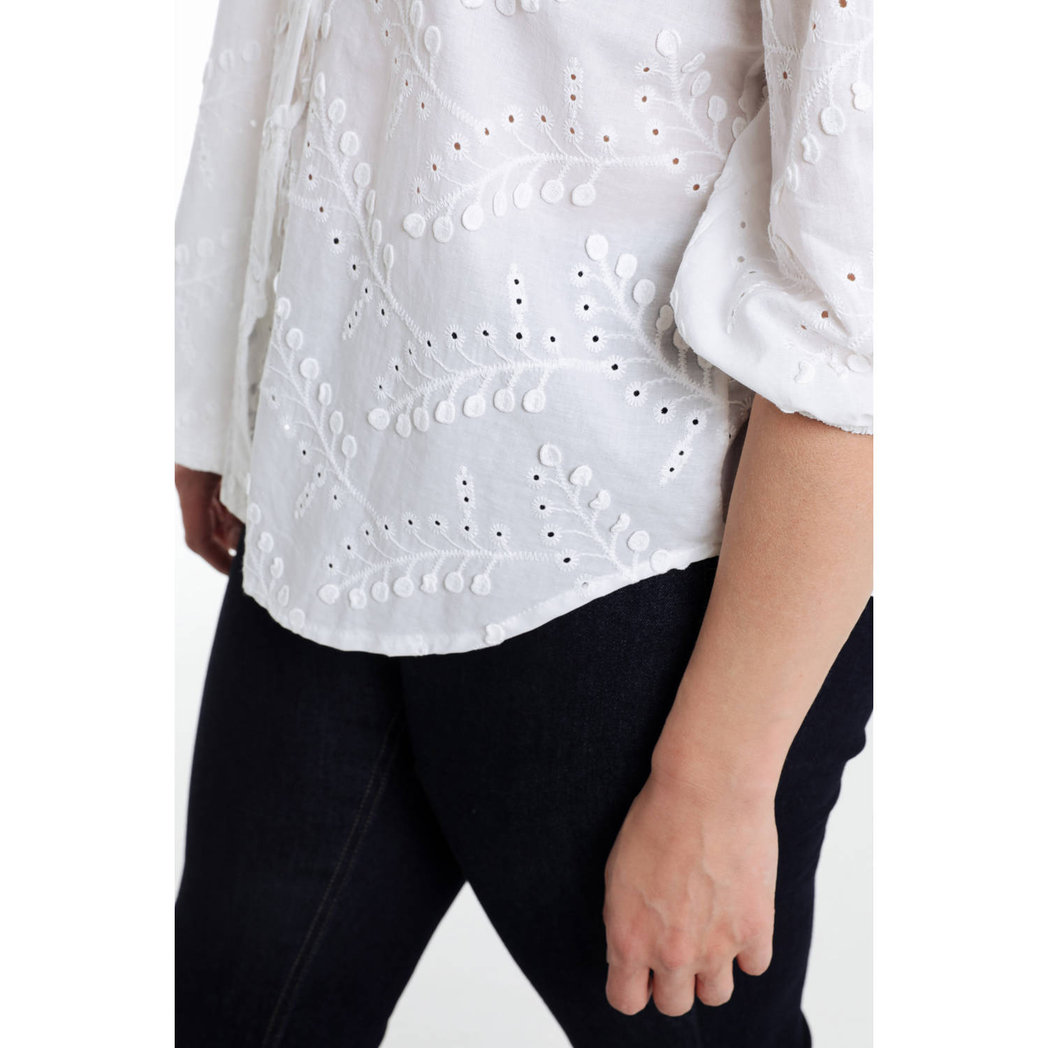 Paprika blouse wit broderie