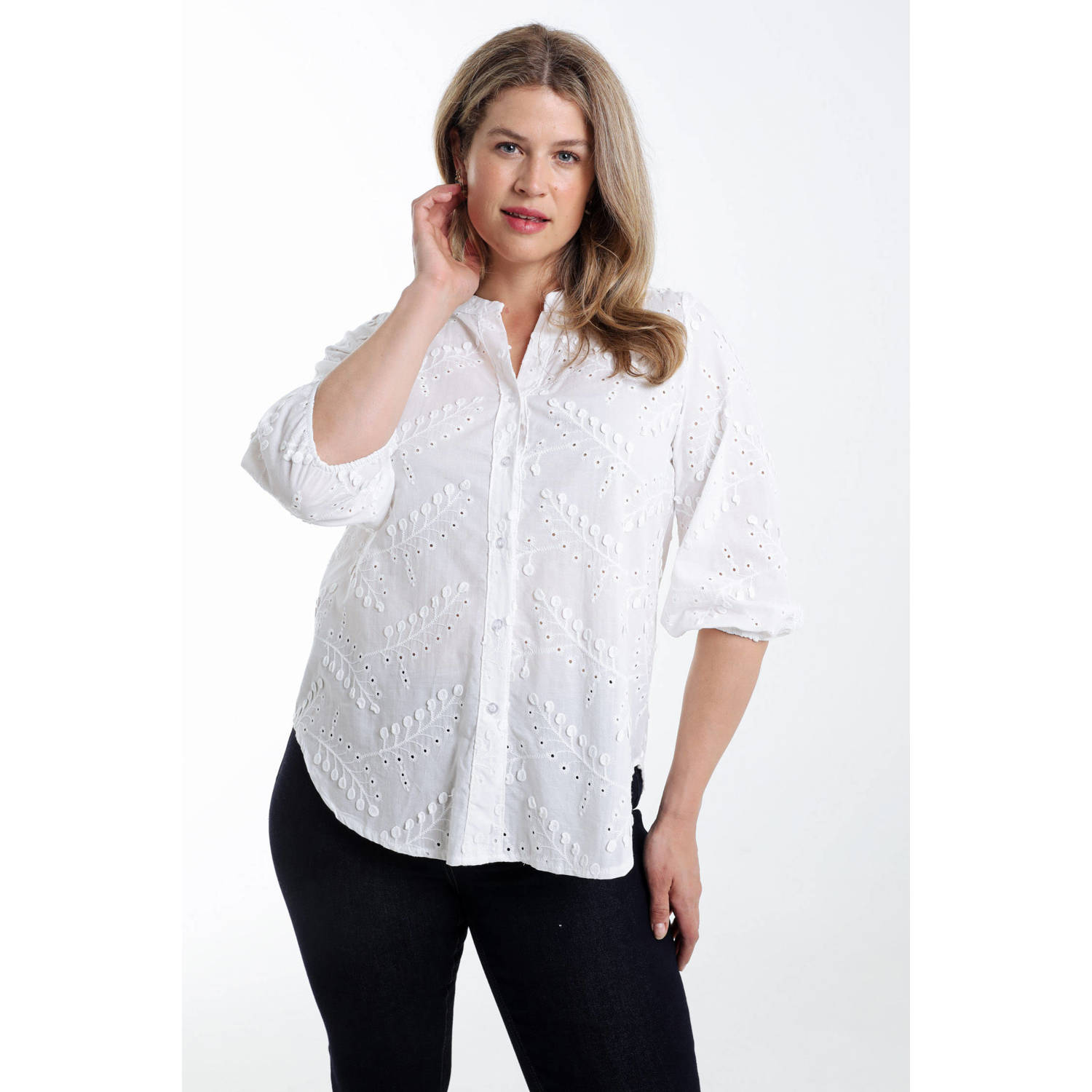 Paprika blouse wit broderie