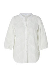 thumbnail: Witte dames Paprika blouse broderie van katoen met effen, driekwart mouwen, klassieke kraag en knoopsluiting
