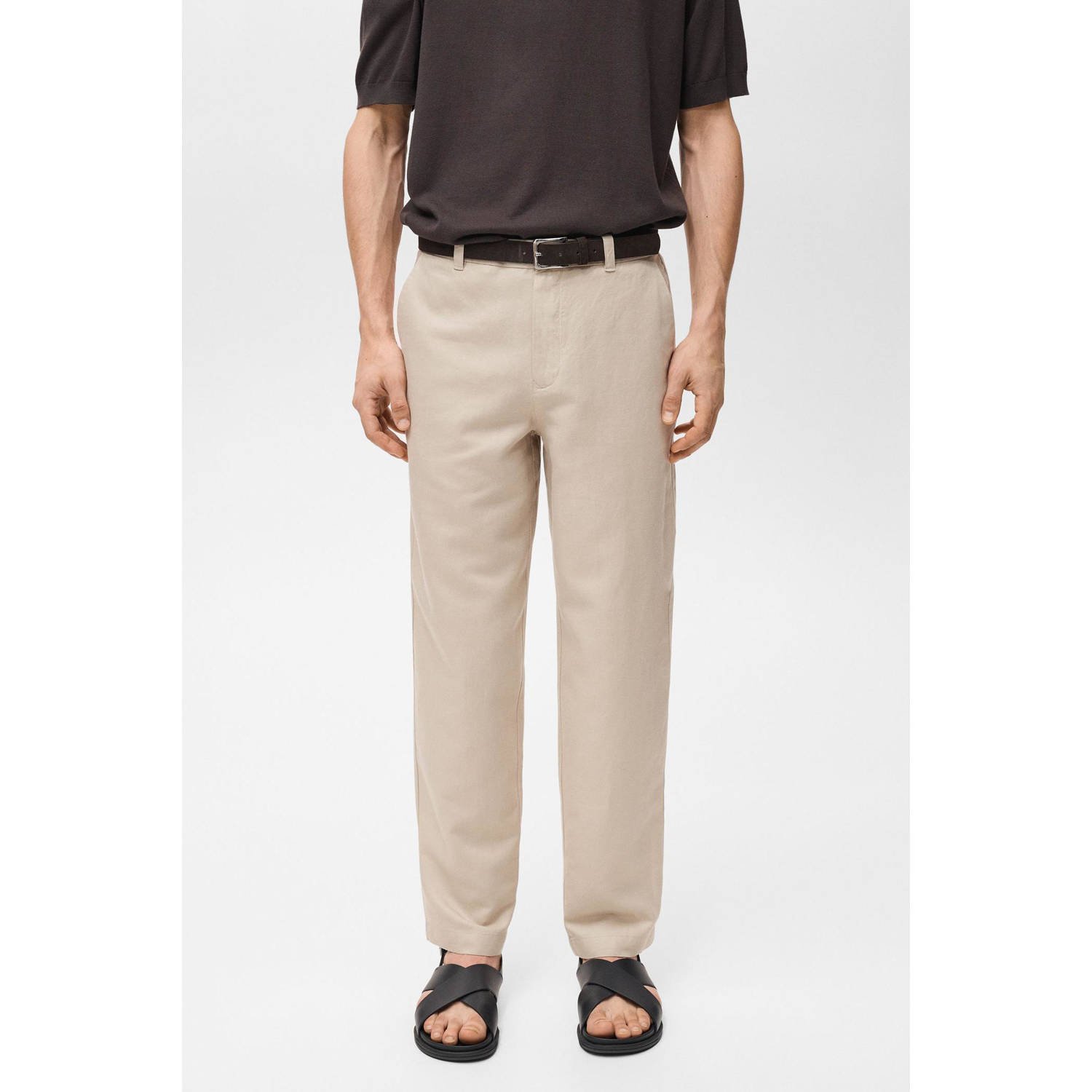 Mango Man linnen regular chino ecru