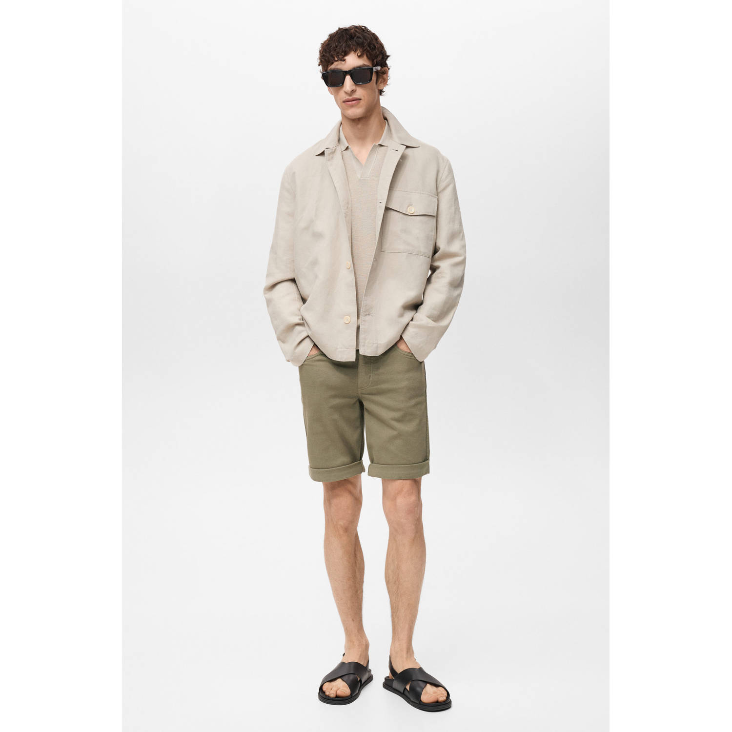 Mango Man slim bermuda short kaki