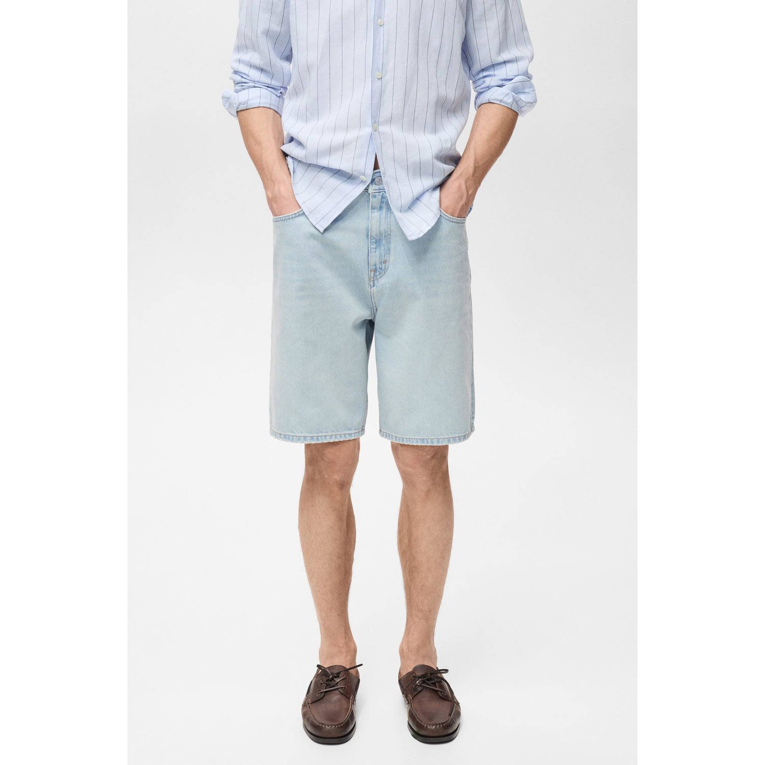 Mango Man denim loose short light blue denim