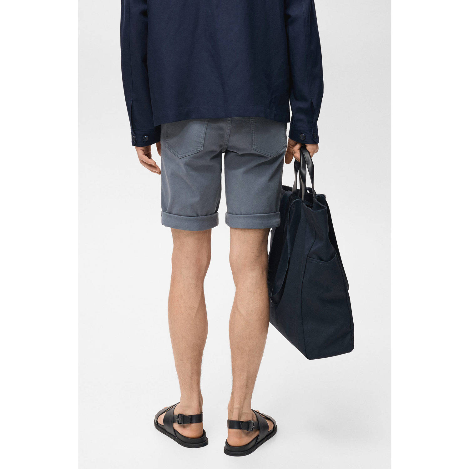 Mango Man slim bermuda short grijsblauw