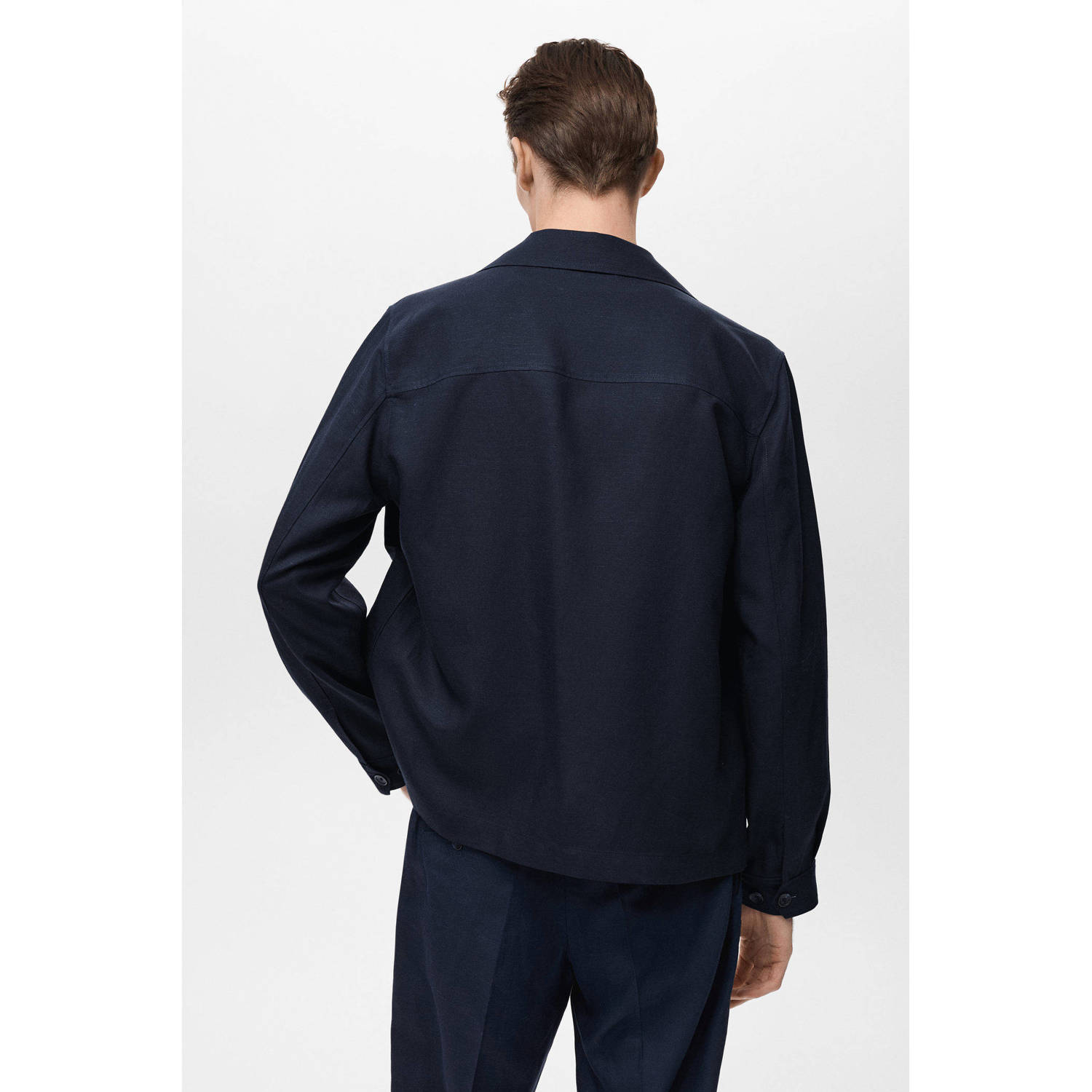 Mango Man regular overshirt donkerblauw