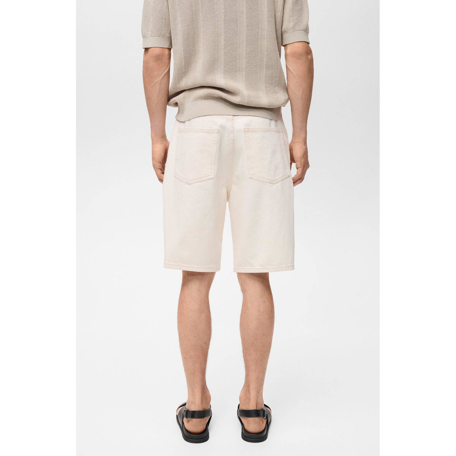Mango Man denim loose bermuda short ecru