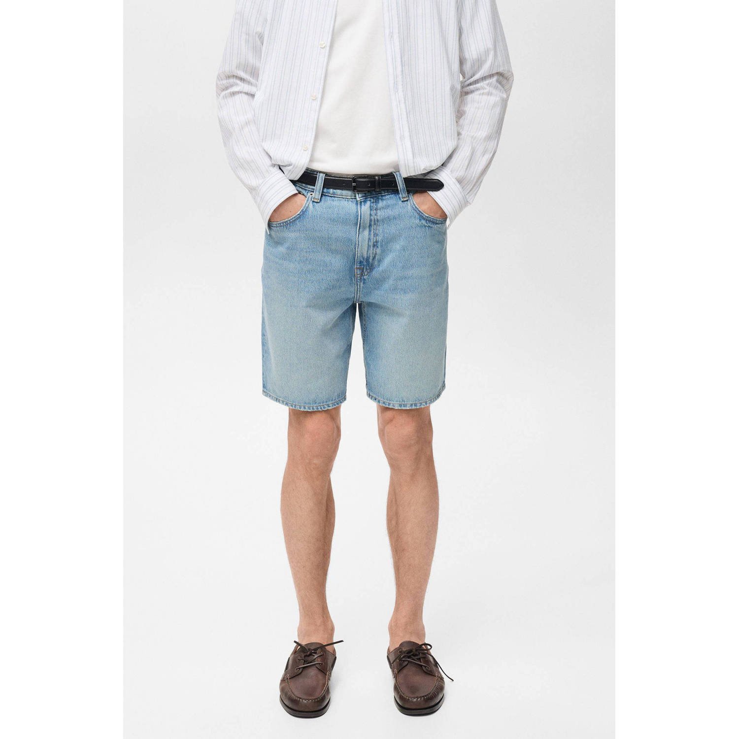 Mango Man denim straight short medium blue denim