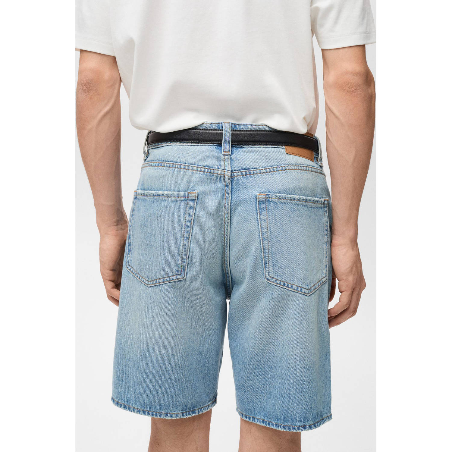 Mango Man denim straight short medium blue denim