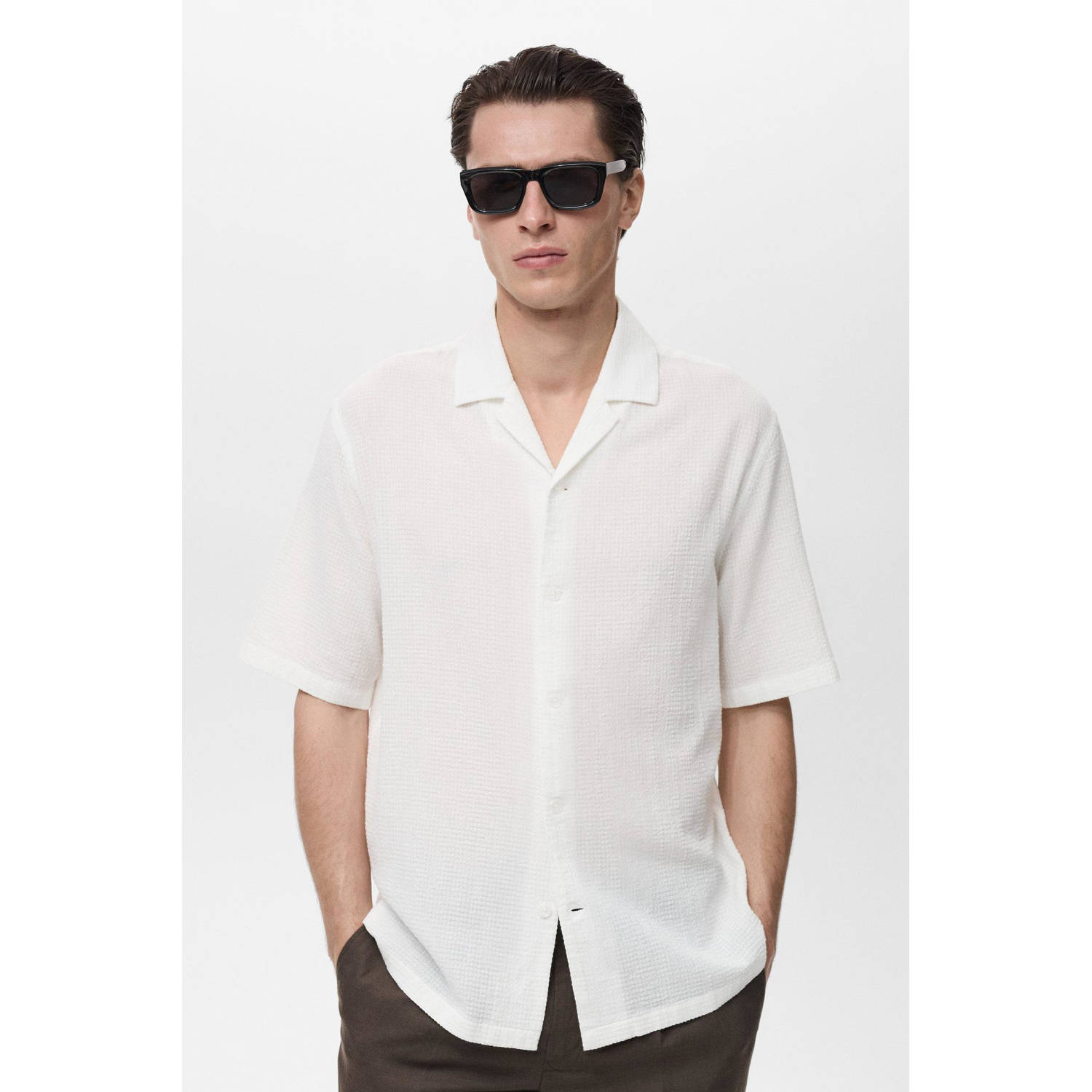 Mango Man casual overhemd ecru