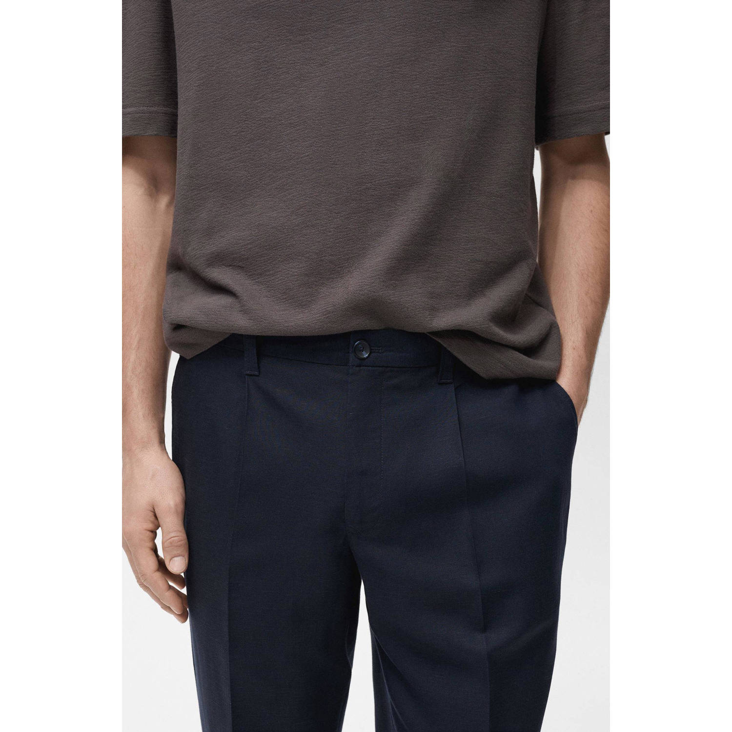 Mango Man regular pantalon donkerblauw