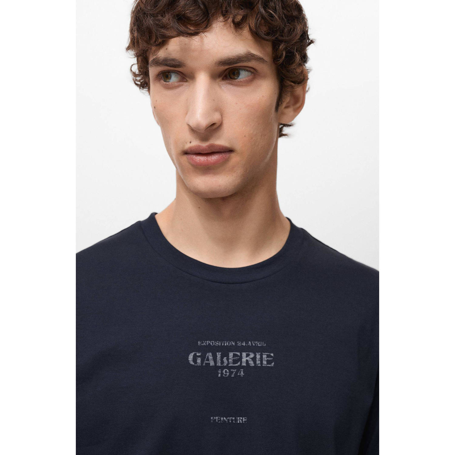 Mango Man T-shirt donkerblauw