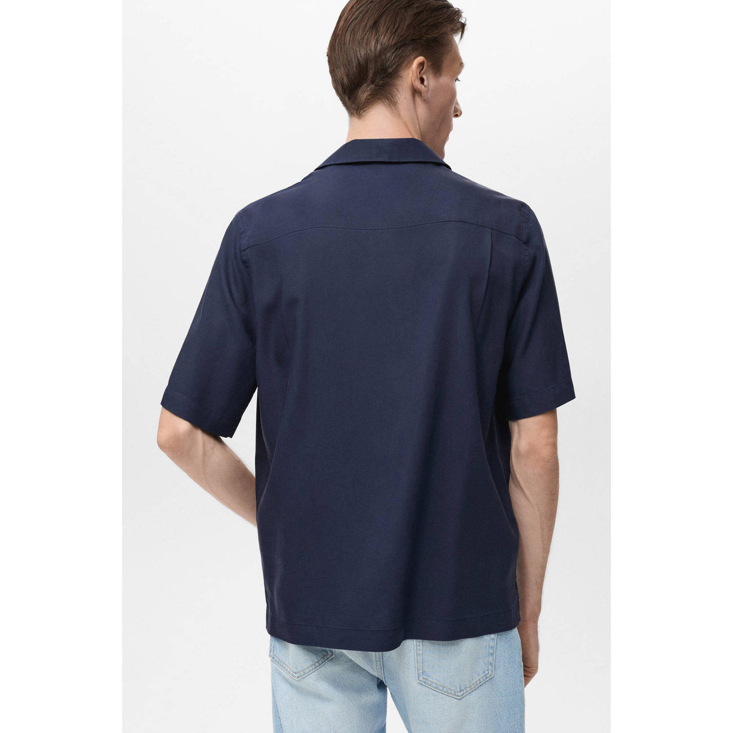 Mango Man casual overhemd donkerblauw