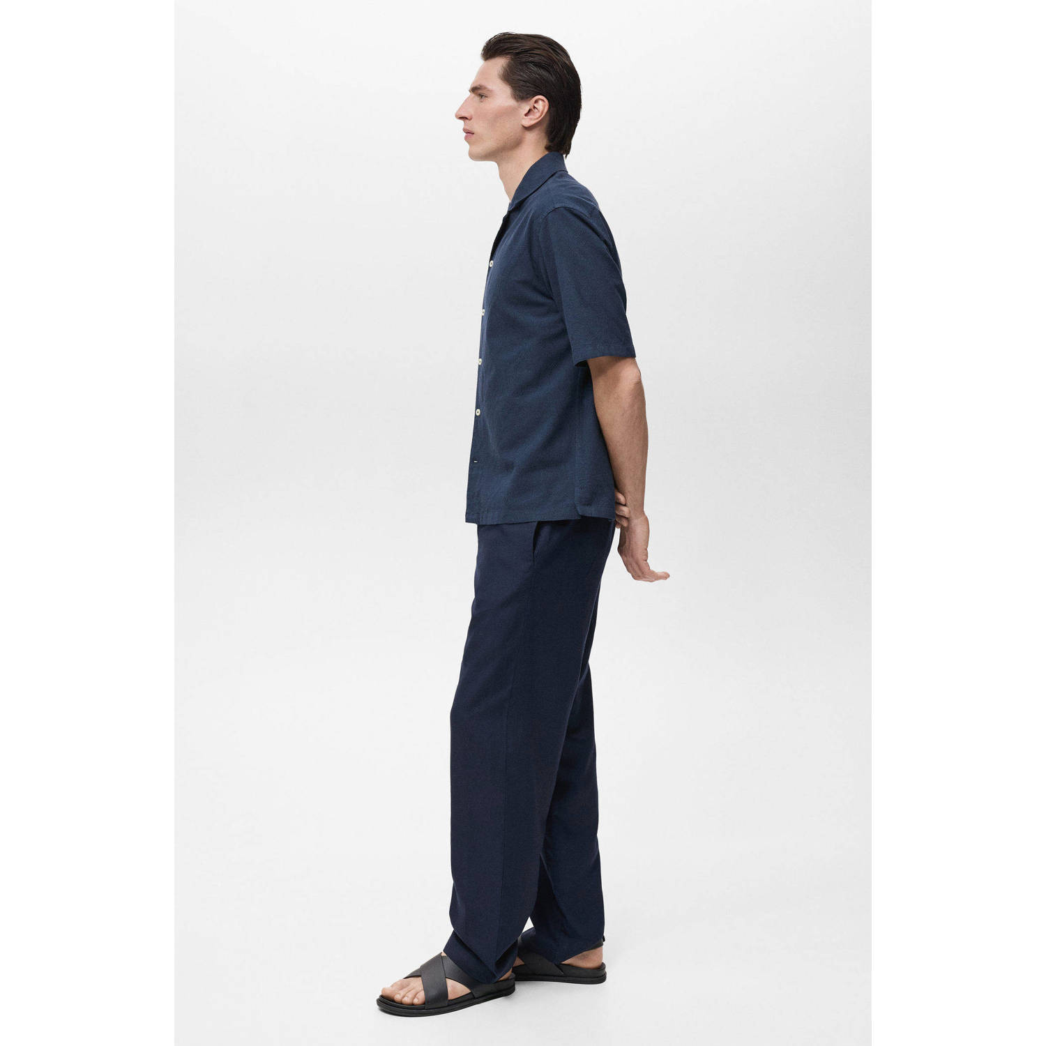 Mango Man casual overhemd donkerblauw