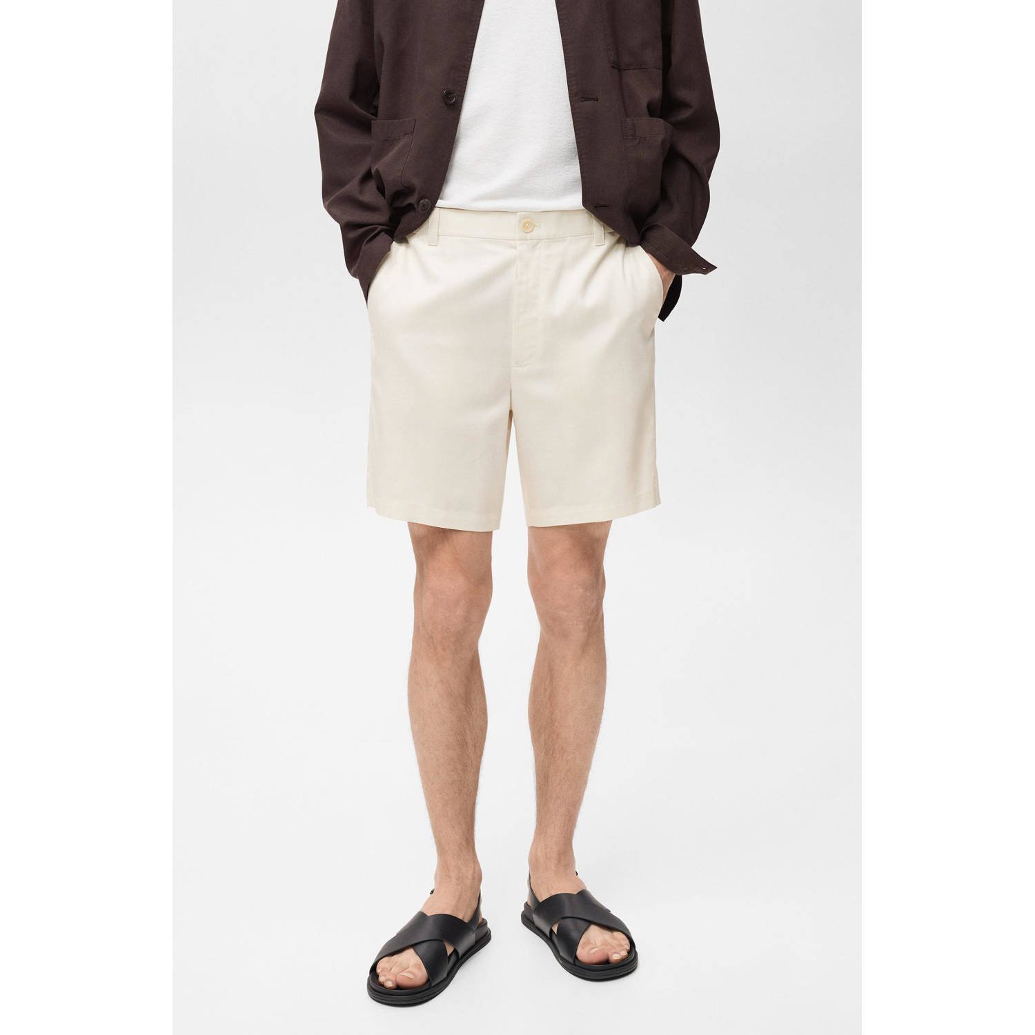 Mango Man slim bermuda short ecru