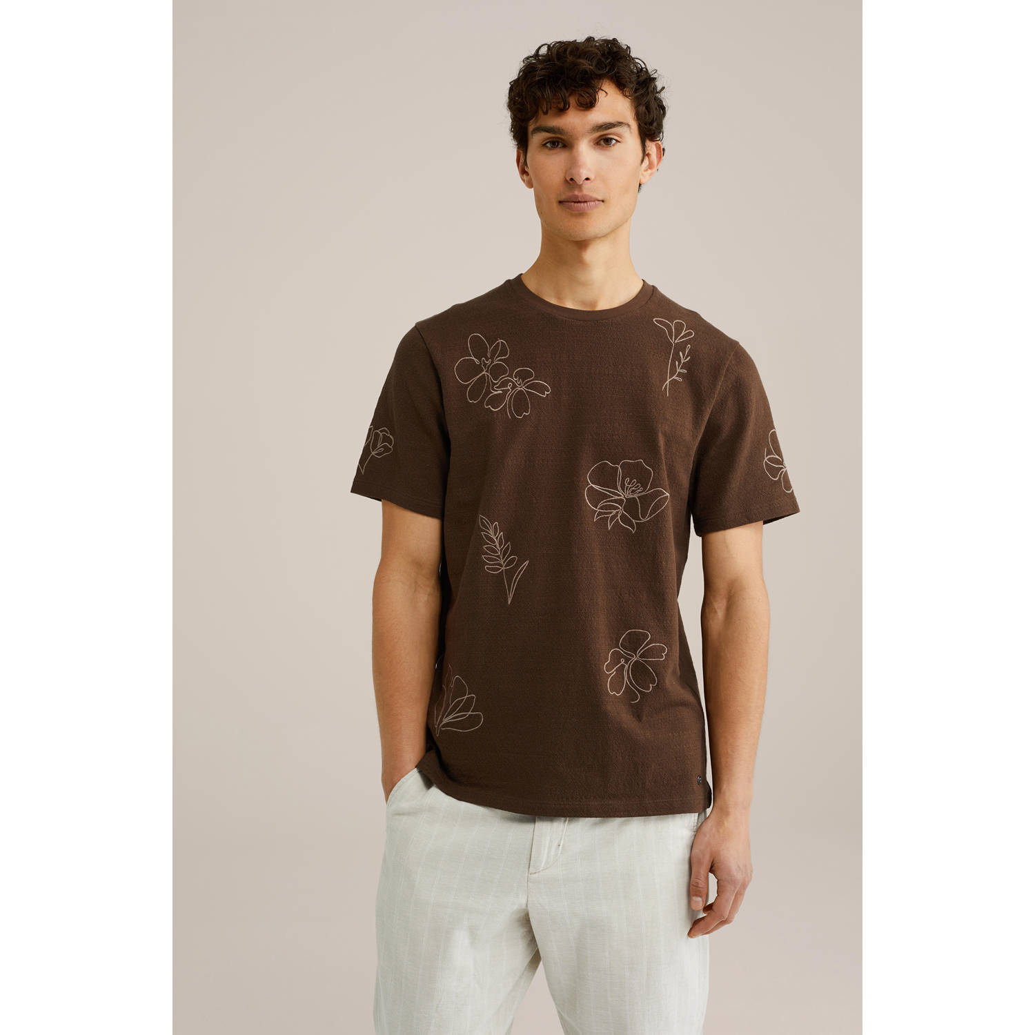WE Fashion badstof T-shirt bruin