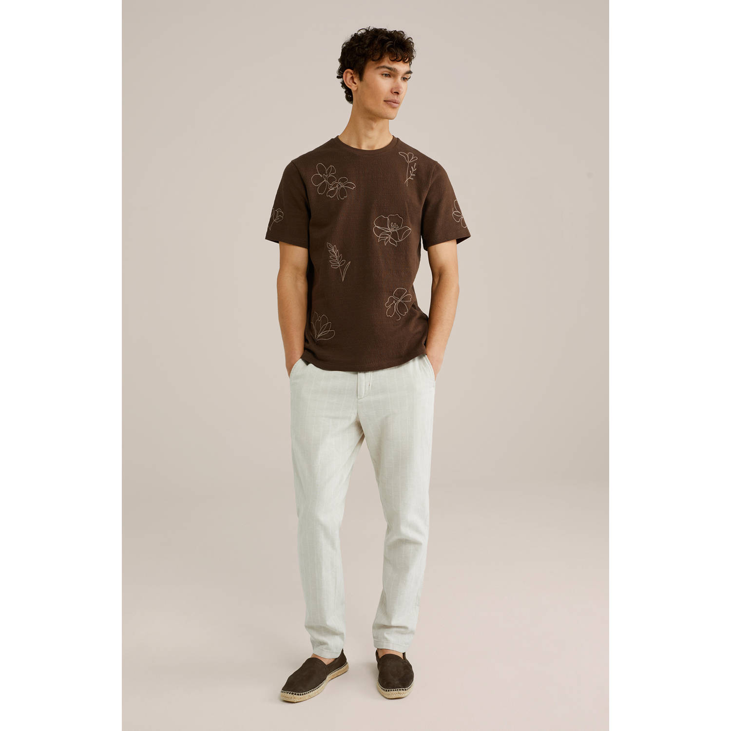 WE Fashion badstof T-shirt bruin