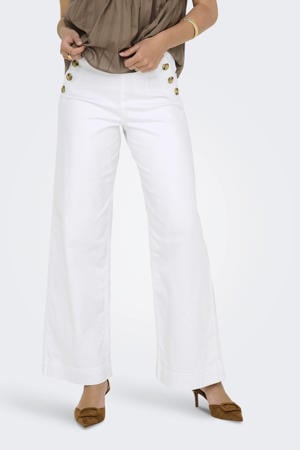 wide leg high waist casual broek wit