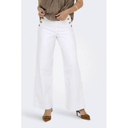 ONLY wide leg high waist casual broek wit afbeelding
