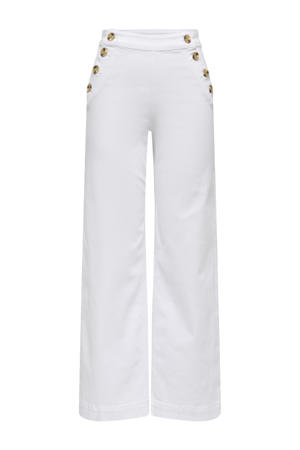 wide leg high waist casual broek wit