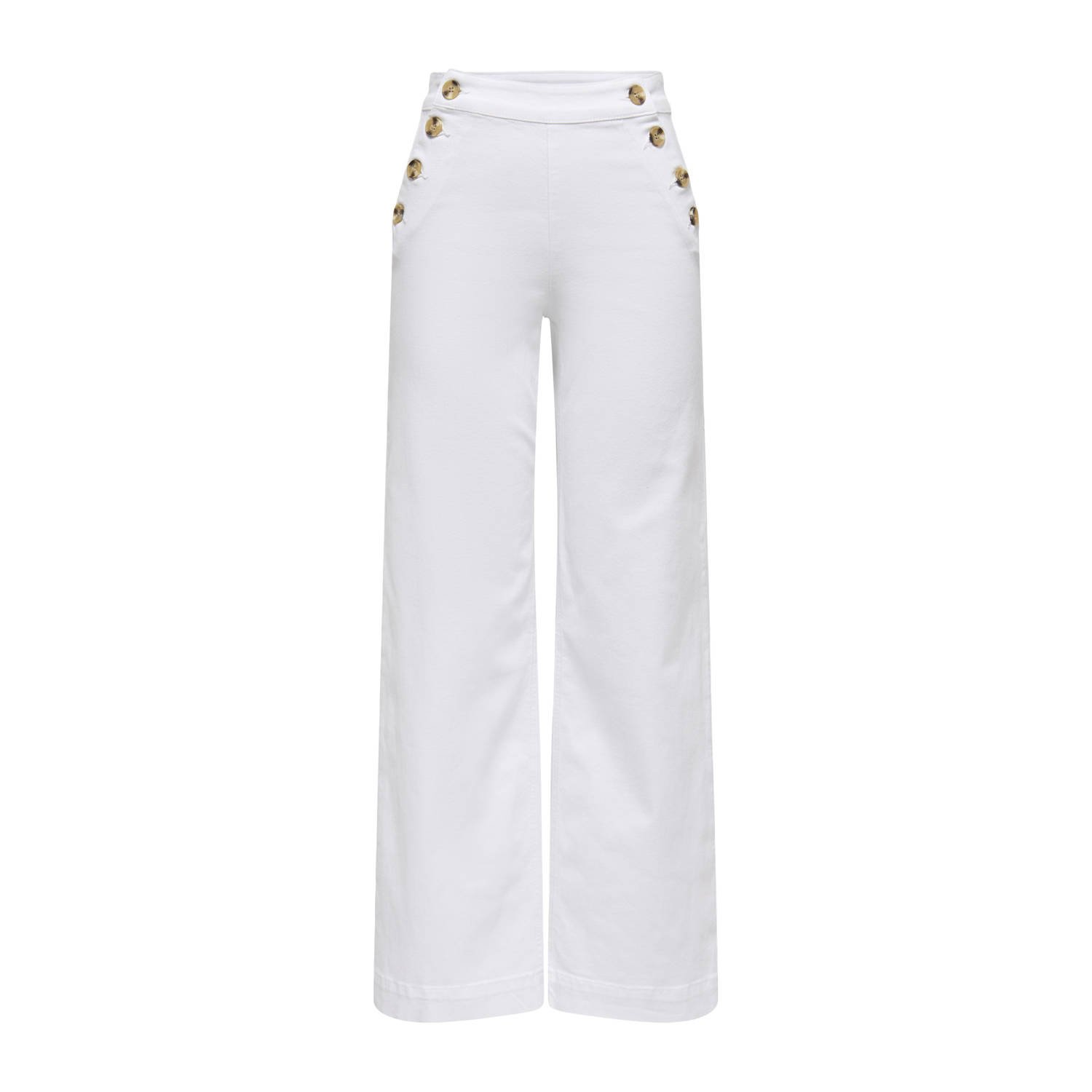ONLY wide leg high waist casual broek wit