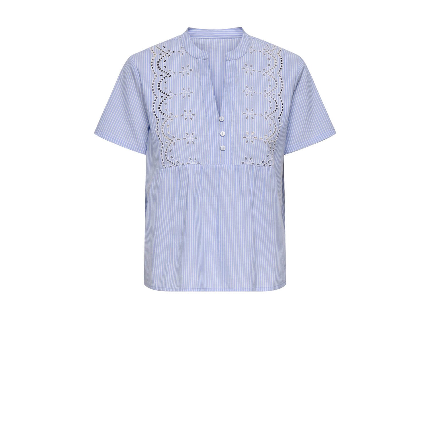 ONLY blousetop lichtblauw broderie