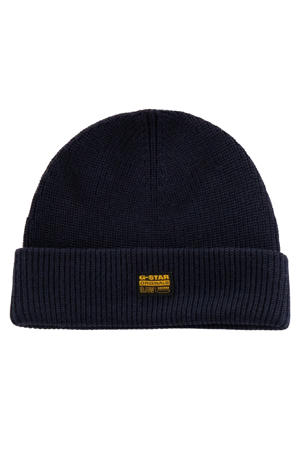 ribgebreide muts donkerblauw