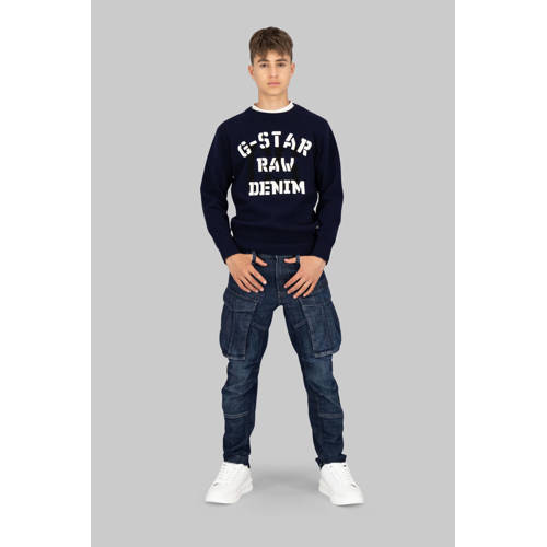 G-STAR wollen trui donkerblauw fijn gebreid afbeelding