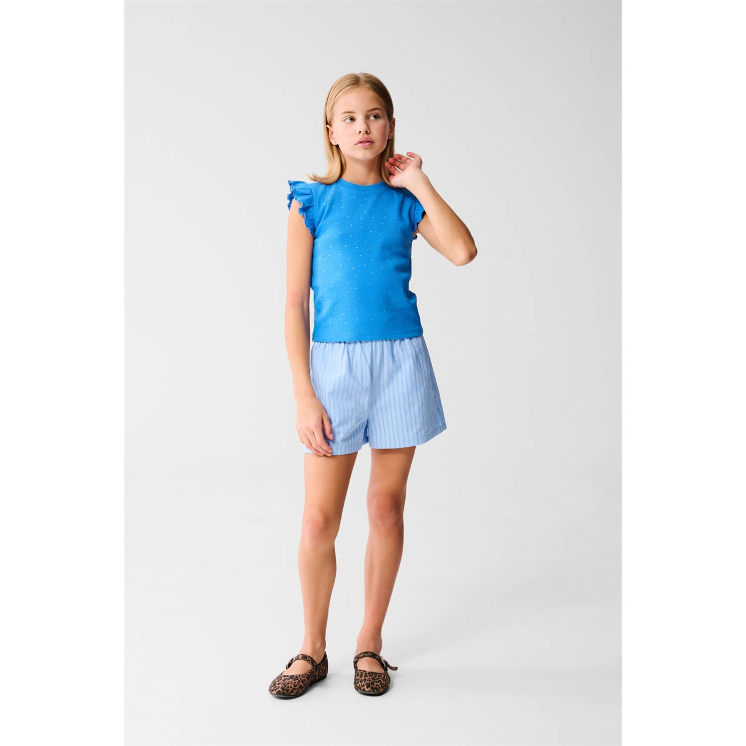 Shoeby mouwloze top blauw met glitter