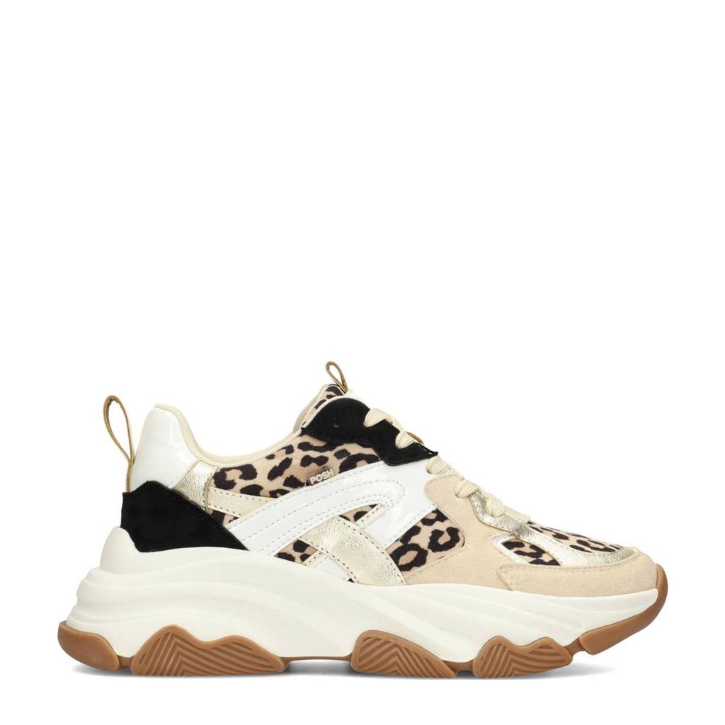 POSH by Poelman chunky sneakers beige/zwart/panter