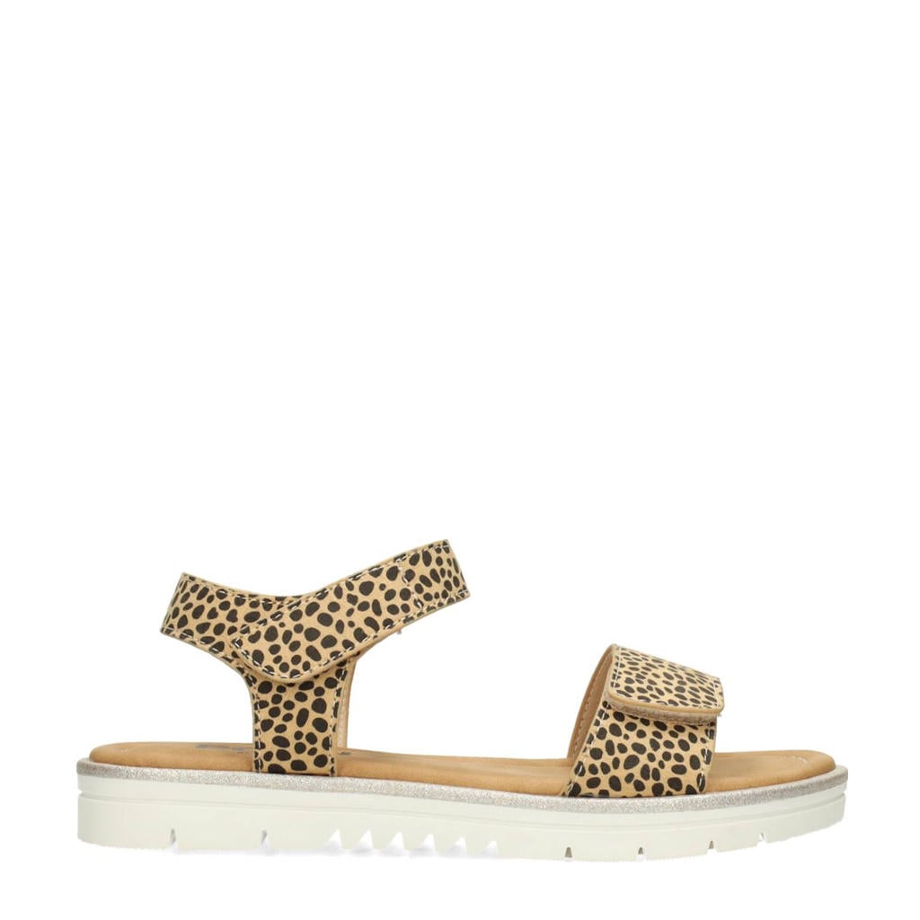 Beige en zwarte meisjes POSH by Poelman Nine sandalen van imitatieleer met klittenband