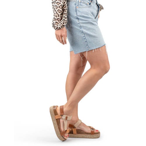 POSH by Poelman Romee sandalen beige/bruin – Bruin met combinatie