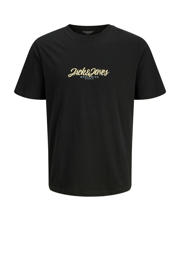 thumbnail: Zwarte heren JACK & JONES ORIGINALS T-shirt van katoen met logo dessin, korte mouwen en ronde hals
