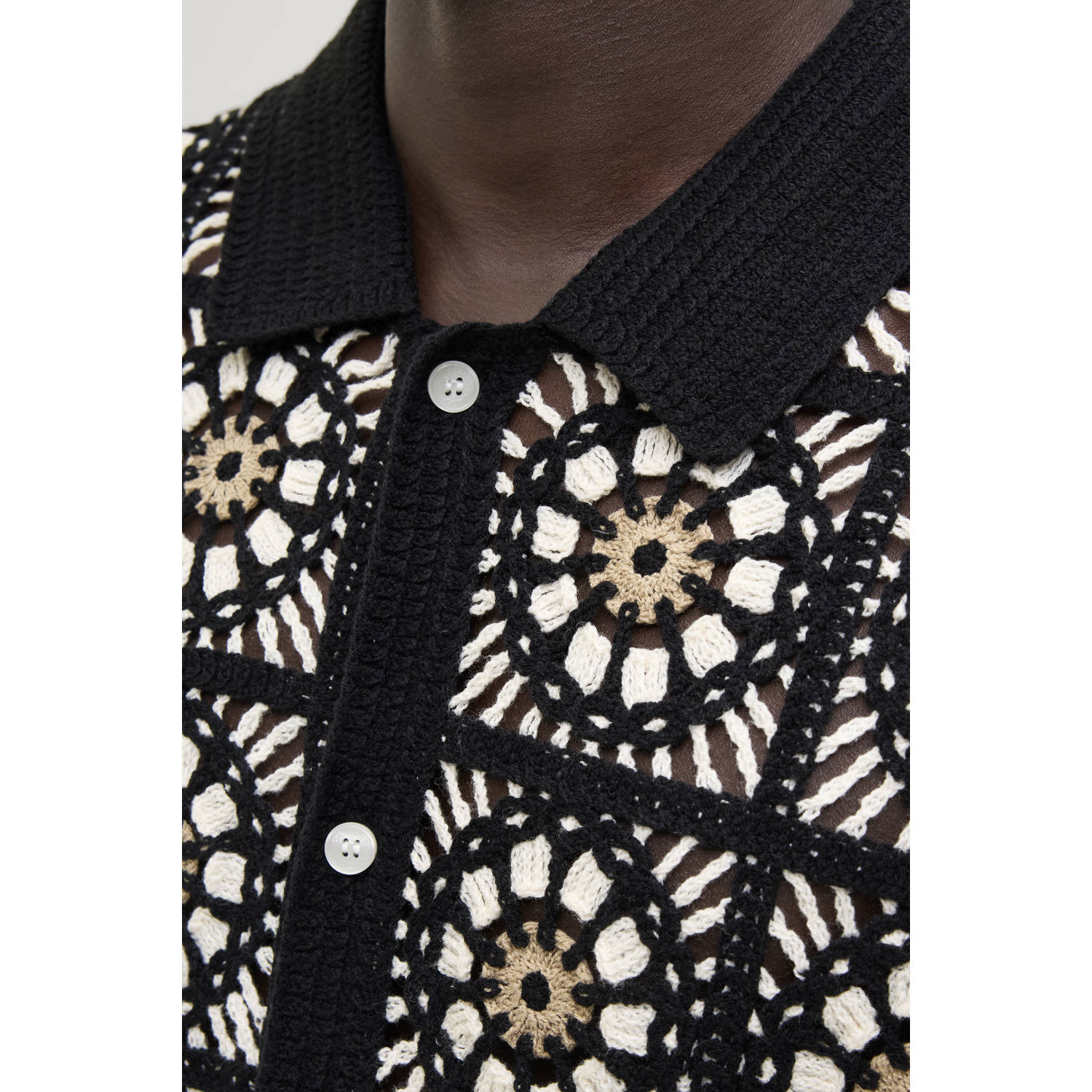 JACK & JONES ORIGINALS casual overhemd met ingebreid patroon multi