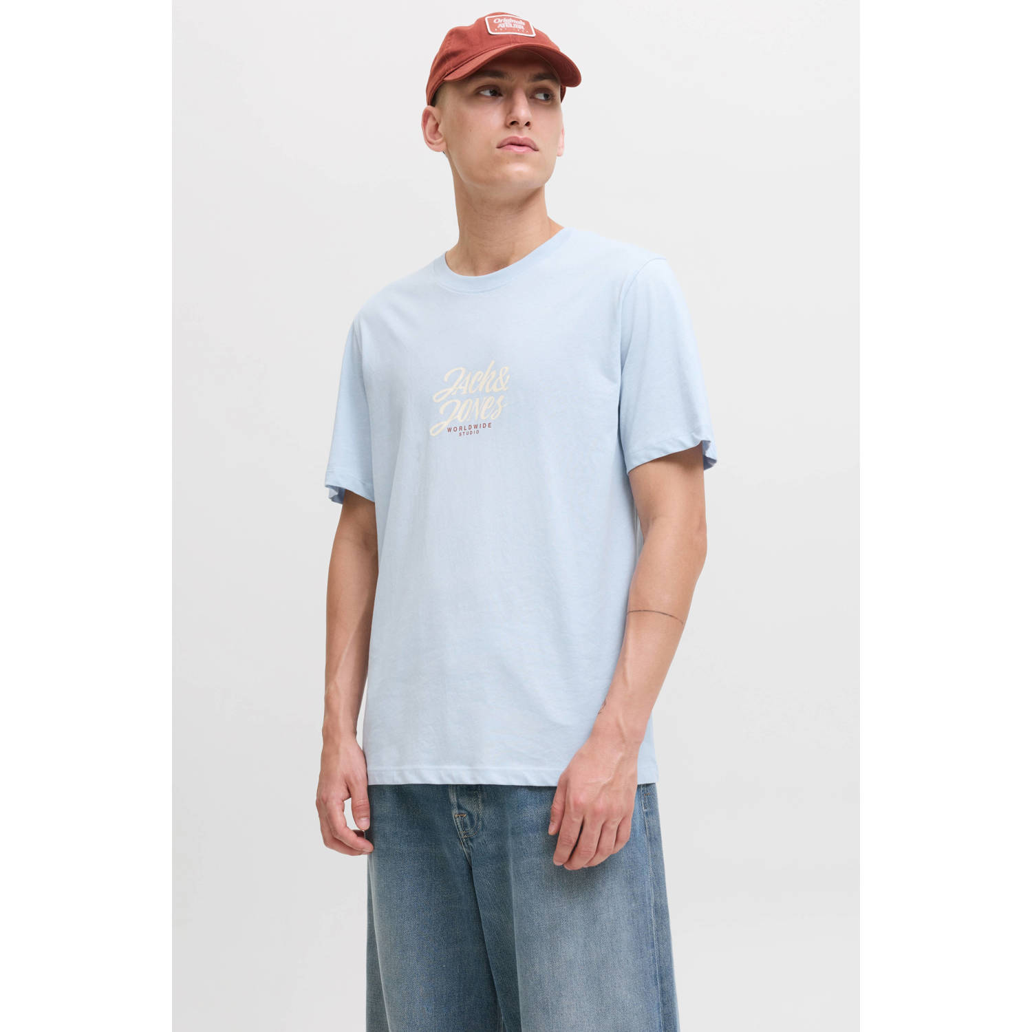 JACK & JONES ORIGINALS T-shirt lichtblauw