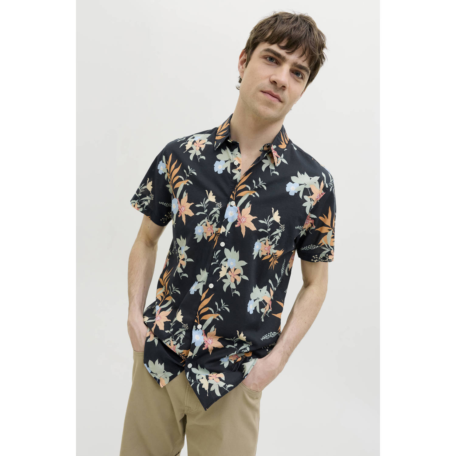 JJ REBEL casual overhemd donkerblauw
