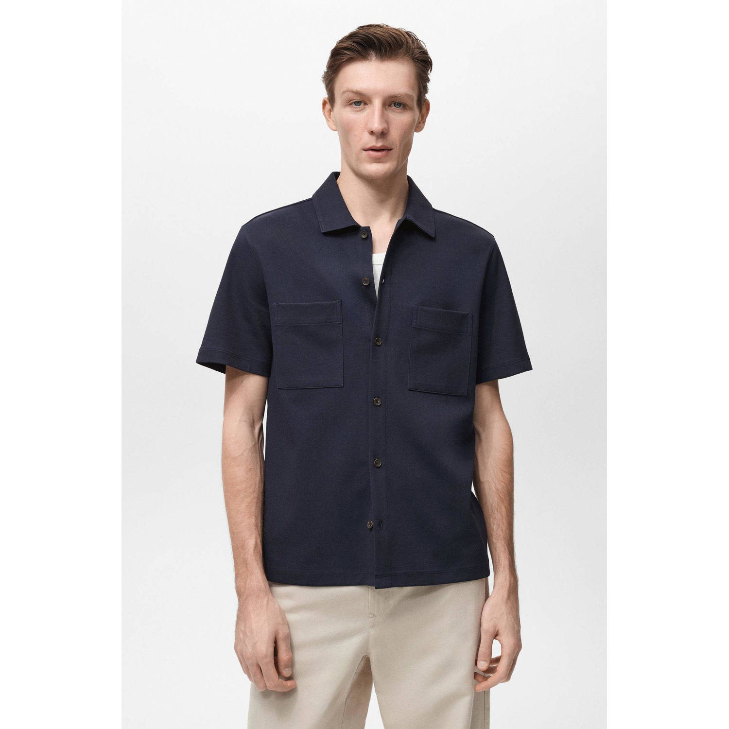 Mango Man regular overhemd marine