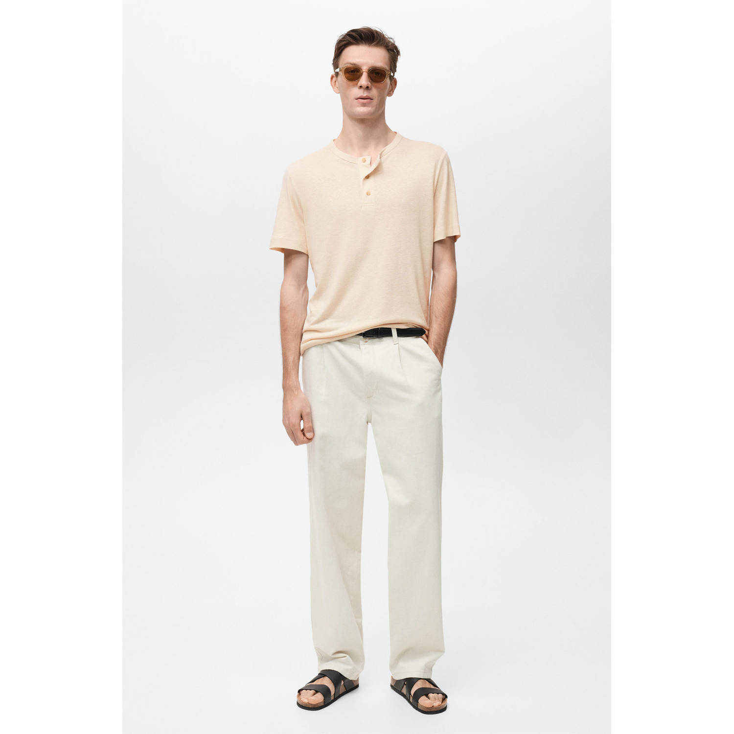 Mango Man linnen T-shirt ecru