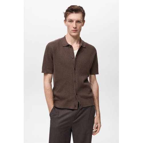 Mango Man casual overhemd donkerbruin afbeelding