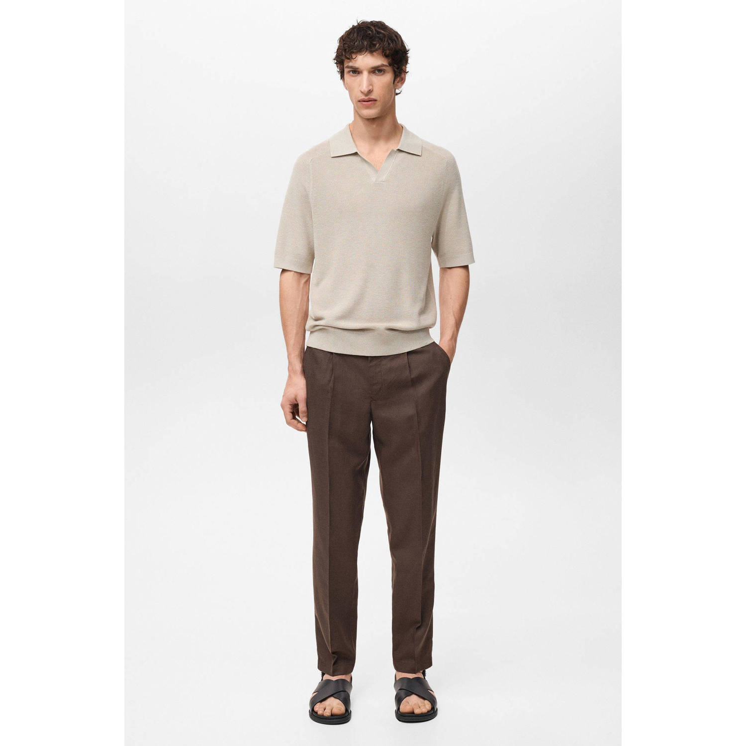 Mango Man regular pantalon donkerbruin