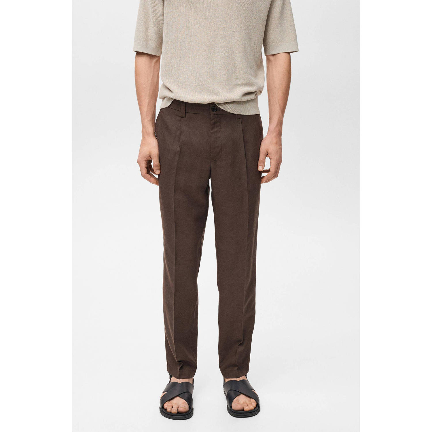 Mango Man regular pantalon donkerbruin
