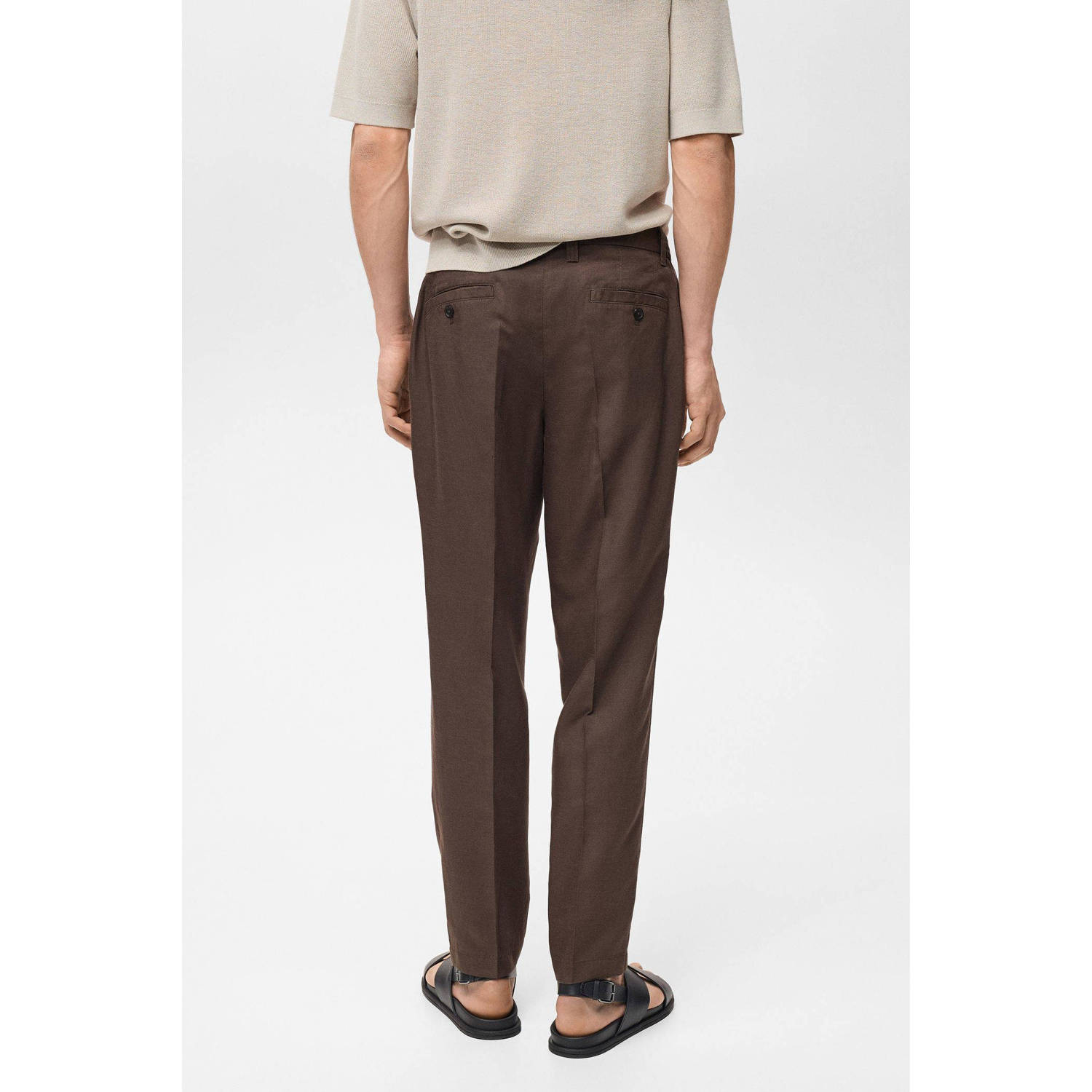 Mango Man regular pantalon donkerbruin