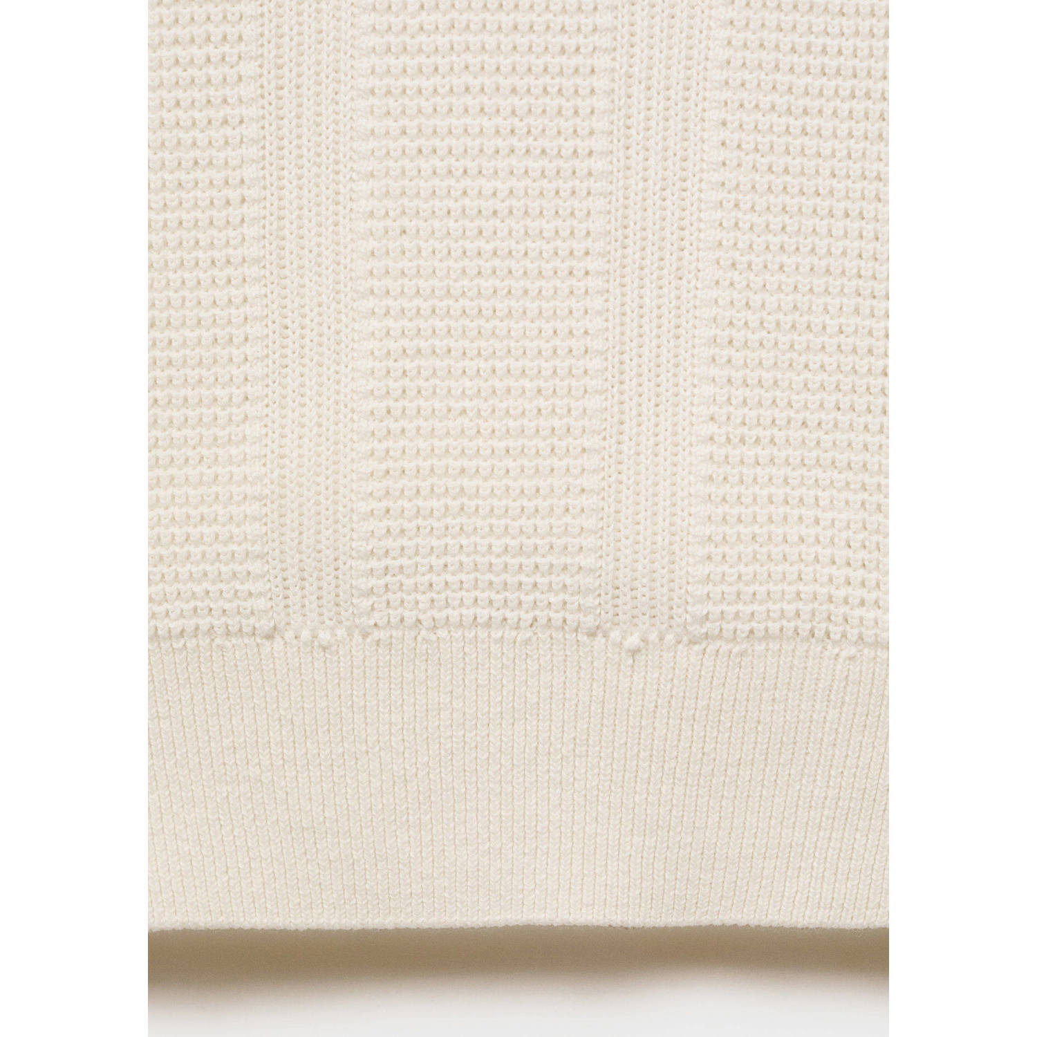 Mango Man regular polo met ingebreid patroon ecru
